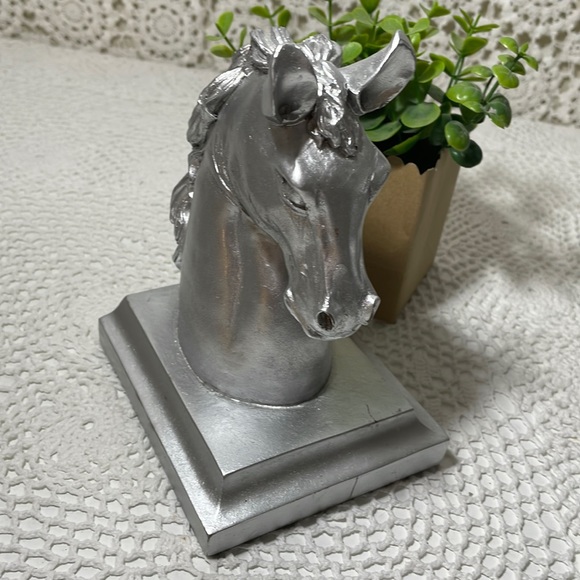 Silver clay Horse bust, statue, bookend - Picture 2 of 9